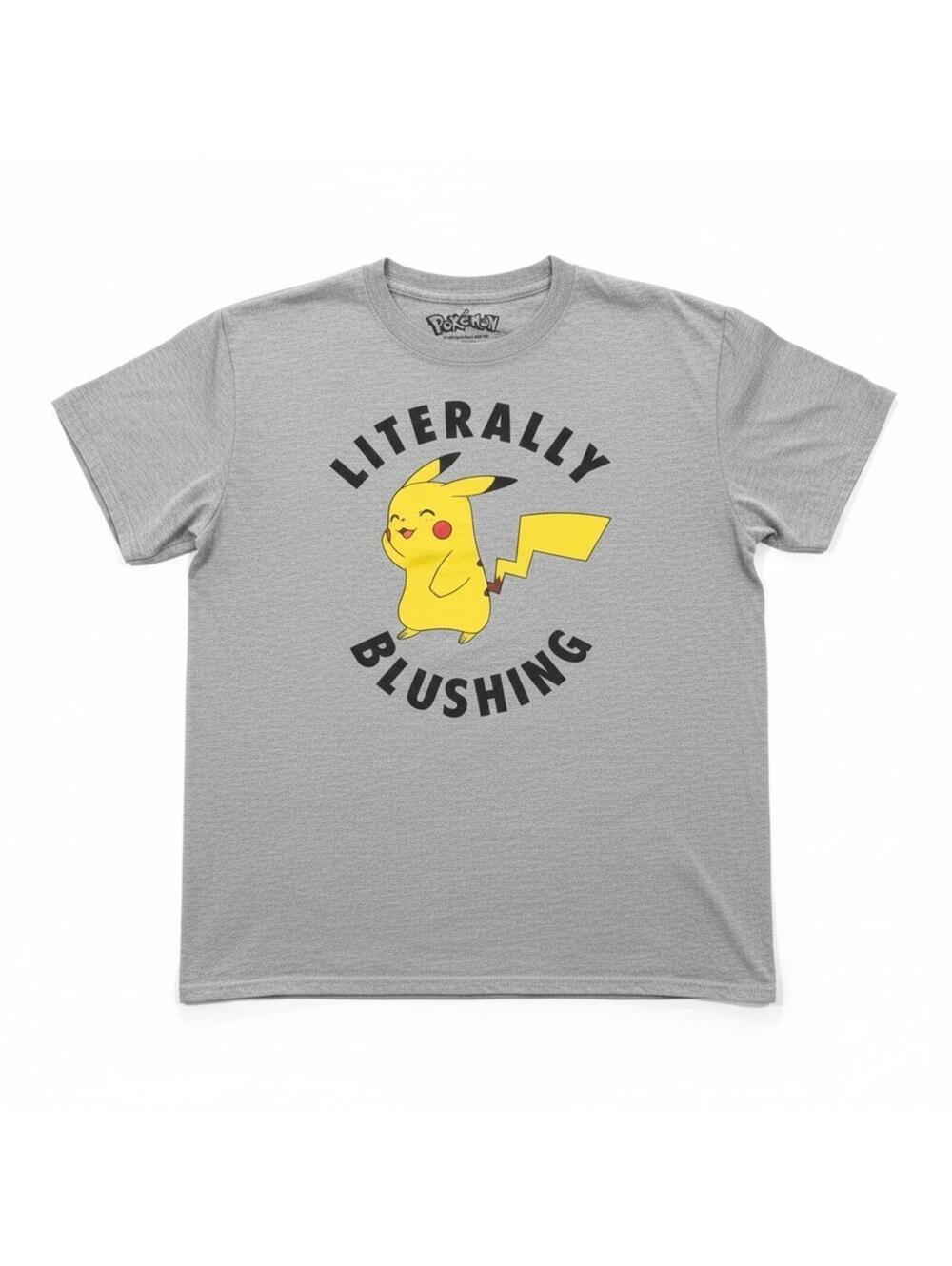 Pokemon Pikachu Shirt Size XL Gray Literally Blushing Graphic T Shirt